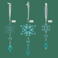 Set di 15 fiocchi di neve in acrilico verde acqua con design in cristallo - Blu (Set di 15)