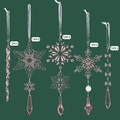 Set di 10 decorazioni natalizie in acrilico rosa trasparente con fiocchi e perle - Confezione da 10 / Rosa