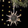 Adorno de estrella navideña con lentejuelas champán y cinta para colgar en el árbol - Estilo Estrella de Puntas Múltiples Transparente con Lentejuelas