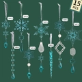 Set of 15 blue clear acrylic icicle and snowflake Christmas tree hanging ornaments - Waxberry Ball Metal Pendant / 15 Pcs Pack / Blue