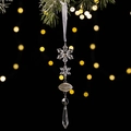 Décoration de Noël en acrylique avec flocons transparents et boule argentée sur fond noir - Pendentif Métal Flocon Acrylique Style D