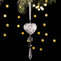 Cœur en métal argenté et flocon en cristal acrylique pour décor de sapin de Noël - Pendentif Métal Flocon Acrylique Style E
