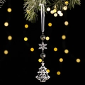 Décoration de sapin de Noël avec pendentif arbre argenté et perles flocons transparentes - Pendentif Métal Flocon Acrylique Style F