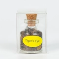 Éclats d'oeil de tigre naturel dans une fiole en verre avec une boîte cadeau claire - Œil de tigre