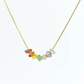Bohemian gold chain bracelet featuring seven colorful irregular natural crystal stones - Pendant Necklace / Gold