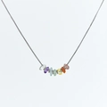 Bohemian natural 7 chakra crystal stones necklace with irregular multicolored gems - Pendant Necklace / Silver