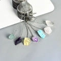 Stainless steel mesh tea infuser with various colorful natural raw crystal pendants - Raw Crystal Stone Style / White Crystal