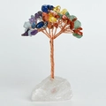 Handmade tree of life decor with colorful crystals and a natural white quartz base - White Crystal Base - Multi-color