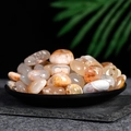 Polished natural agate tumbled stones in diverse colors presented in a black display tray - Cherry Blossom Agate (Large)