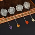 Set di 4 infusori per tè in acciaio inox con ciondoli a cuore e luna in cristallo - Ametista (Uno di 4 Stili)