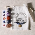 Zodiac crystal healing set with beaded bracelet and raw natural stones for gift - Virgo