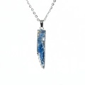Natural kyanite raw stone pendant necklace with silver chain in blue gradient finish - Blue Goldstone / Kyanite Silver Plated