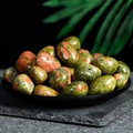 Natural polished unakite tumbled stones with green and pink patterns for home decor - Flower Green Jewel 2-3cm 100g