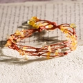 Verstellbares gewebtes Armband mit Citrin-Natursteinen im Retro-Boho-Design - Herbst - Citrin
