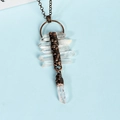 Raw white crystal cluster necklace with antique copper finish and boho star pendant - Clear Quartz Vintage Raw Stone
