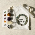 Gemini zodiac crystal set with moss agate bracelet, tumbled stones and pouch - Gemini New Style