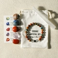 Zodiac crystal healing gift set with polished stones, elastic bracelet and cotton bag - Pisces New Style