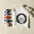 Zodiac Crystal Set with blue bead bracelet, raw stones, and white drawstring bag - Virgo New Style
