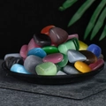 Polished cat-eye crystal stones in mixed colors for home decor and healing - Cat's Eye Stone 2-3cm 100g