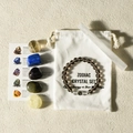 Smoky Quartz Zodiac Crystal Set with bracelet, tumbled stones and canvas pouch - Sagittarius New Style