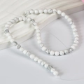 Perles rondes en turquoise blanche 6mm avec veines grises pour création bijoux DIY - Howlite
