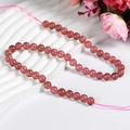 Strand of 8mm natural pink strawberry quartz round beads for DIY jewelry making - 8mm (Large)