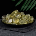 Polished natural yellow crystal tumbled stones in a minimalist black tray for home decor - Citrine Polished In A Freeform Pattern 2-3cm
