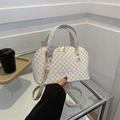 White shell cross-body bag with vintage geometric monogram print and gold hardware - Off White