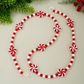 Weihnachts-Perlenkette mit rot-weißen Pfefferminzbonbons für die festliche Dekoration - Rot