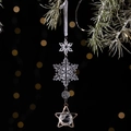 Schneeflocken-Anhänger aus Acryl mit großem Kristallstern und elegantem weißem Band - Stil A Gold