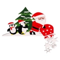Christmas door frame decoration featuring Santa Claus, penguins, and a red gift bag - Penguin Style-Right Side