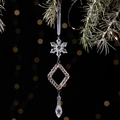 Clear acrylic snowflake pendant with gold frame and teardrop crystal for Christmas tree decoration - Type E Gold