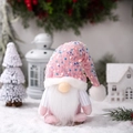 Rosa Weihnachtsgnom-Plüschfigur mit Pailletten, weißem Bart und festlicher Mütze - Männliche Rosa Paillettenmütze Stehende Wichtel Puppe