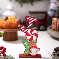 Wooden Christmas JOY letter block with gnome and candy cane detail for table decoration - Gingerbread Man Gnome Style (JOY)