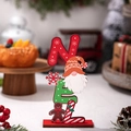 Festive NOEL wooden Christmas ornament featuring gingerbread man and gnome patterns - Gingerbread Man Gnome Style (NOEL)