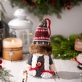 Gnomo di Natale luminoso con cuore rosso e cappello in maglia nordica decorativo - Ornamento Gnomo Luminoso Grigio Stile Donna