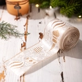 Rollo de cinta navideña blanca con adornos de purpurina dorada para envolver regalos - Satén Europeo Dorado
