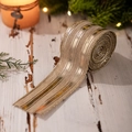 Nastro di Natale dorato con strisce verticali per eleganti decorazioni festive - 500cmx5cm / Striscia Dorata (Stile A)