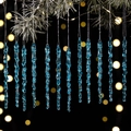 Set di 12 decorazioni a ghiacciolo in acrilico blu traslucido appese ai rami di pino - Blu