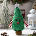 Poupée sapin de Noël en peluche verte avec bras rayés et étoile argentée pour décoration - Ornement de Poupée Sapin de Noël Vert