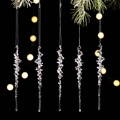 Set di 5 decorazioni natalizie in acrilico trasparente a forma di ghiacciolo a spirale - Confezione da 5 / Trasparente