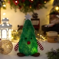 Muñeco de peluche de árbol de Navidad iluminado con brazos a rayas y estrella plateada - Muñeco Luminoso de Árbol de Navidad de Pie / Verde