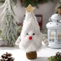 Figurine d'arbre de Noël en peluche blanche avec étoile dorée et bras rayés pour décoration - Ornement de Poupée Sapin de Noël Blanc