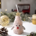 Rosa Plüsch-Weihnachtsbaumanhänger mit leuchtendem Licht und goldenem Stern - Rosa