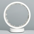 Modern white minimalist glowing lamp with heart crystal raw stone circle design - White Quartz Raw Stone - Round Style