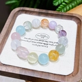 Colorful 12mm macaron crystal bead bracelet with multi-colored natural stone round beads - Multicolor Crystal Single Loop Bracelet