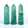 Tre pilastri di cristallo di fluorite verde con motivi naturali a crepe di ghiaccio - Fluorite Verde