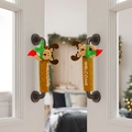 Set di due coprimaniglie natalizie a forma di renna in feltro marrone con testo Welcome - Renna