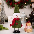 Statuetta pupazzo di neve di Natale con cappello verde e gambe a molla per decorazione - Pupazzo di neve