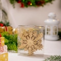 Set di fiocchi di neve dorati glitterati in scatola per decorazioni natalizie - Stile Fiocco di Neve / Oro